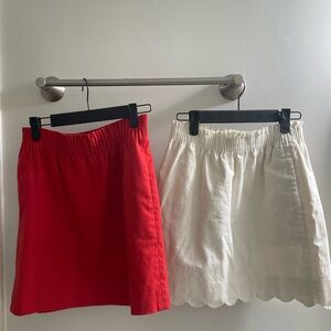 J. Crew Red and Cream Skirt Set